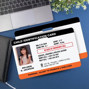 Custom Child Emergency Photo ID Badge for Kids