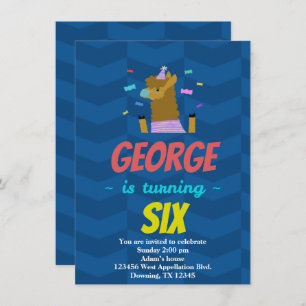 Custom Child Llama Celebration Cartoon Invitation