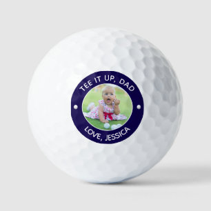 Custom Child Photo Tee It Up Dad Navy Blue Golf Balls