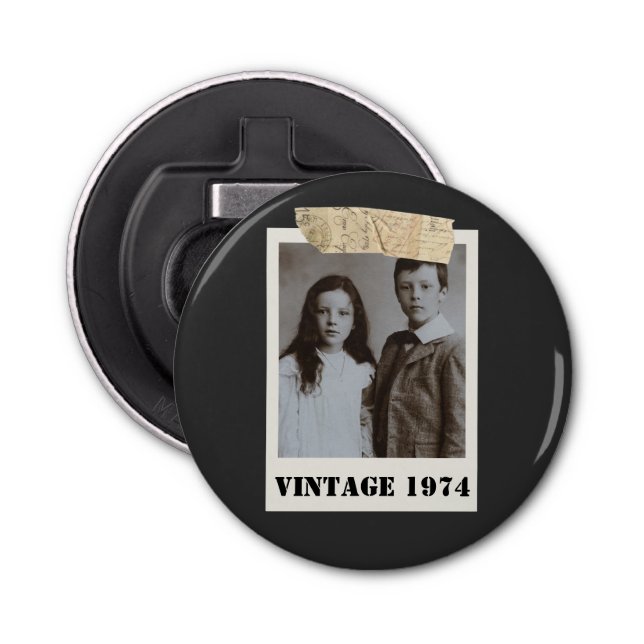Custom Childhood Photo & Year Vintage Personalized Bottle Opener (Front)