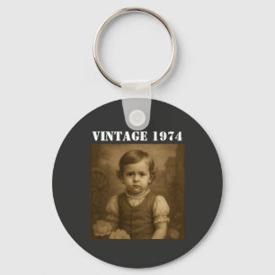 Custom Childhood Photo & Year Vintage Personalized Key Ring