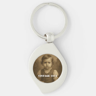 Custom Childhood Photo & Year Vintage Personalized Key Ring