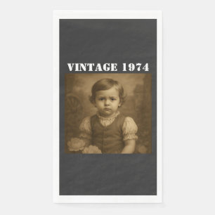 Custom Childhood Photo & Year Vintage Personalized Napkin