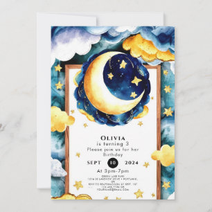 Custom Children Moon Birthday Invitation