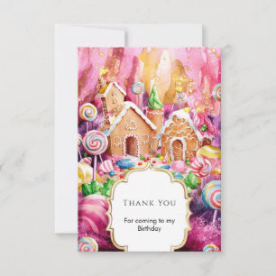 Custom Children's Candyland Birthday Thank You Card