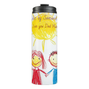 Custom Child's Drawing Family Memory Gift Thermal Tumbler