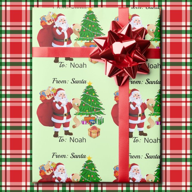 Custom Child's NAME From Santa Cute Wrapping Paper (Creator Uploaded)