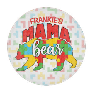 Custom Childs NAME Mama Bear Autism Awareness Mum Cutting Board