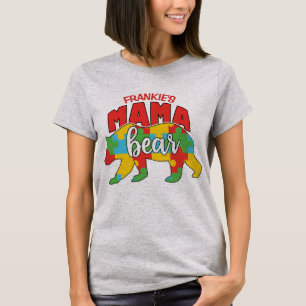 Custom Childs NAME Mama Bear Autism Awareness Mum T-Shirt