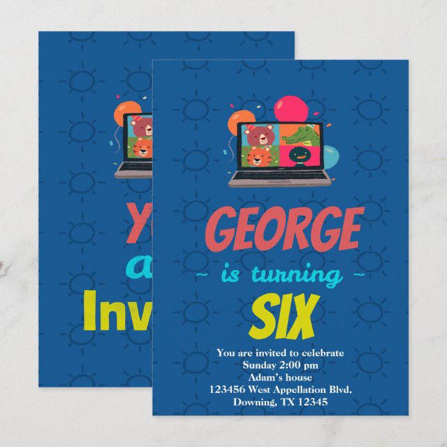 Custom Child's Online Schooling Cartoon Invitation (Front/Back)