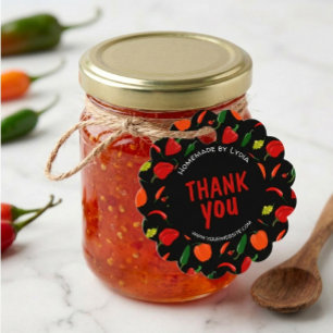 Custom Chili Pepper Thank You Scalloped Tag