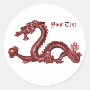 Custom Chinese Dragon Name Fantasy Design Classic Round Sticker