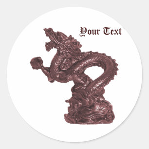 Custom Chinese Dragon Name Fantasy Design Classic Round Sticker