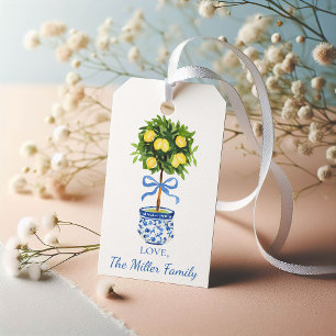 Custom Chinoiserie Lemon Topiary Ginger Jar  Gift Tags