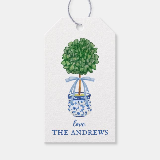 Custom Chinoiserie Topiary  Gift Tags (Front)