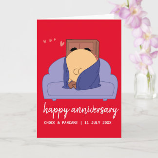 Custom Choco & Pancake Happy Wedding Anniversary Card