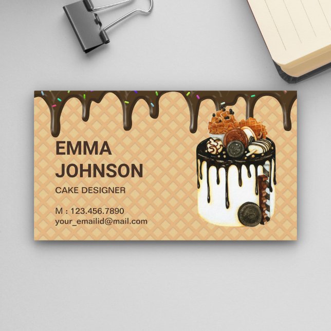 Custom Chocolate Birthday Cake Pastry Chef Bakery Business Card (Creator Uploaded)