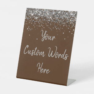 Custom Chocolate Brown Birthday Party Your Text Pedestal Sign