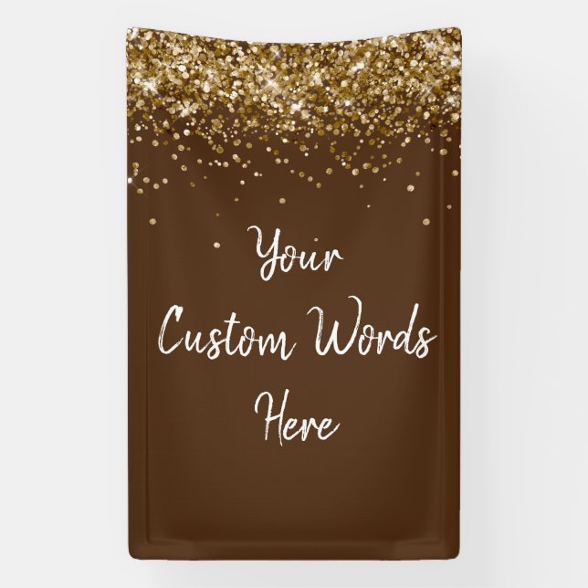 Custom Chocolate Brown Gold Birthday Party Photo Banner (Vertical)