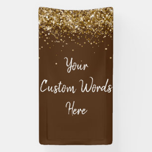 Custom Chocolate Brown Gold Birthday Party Photo Banner