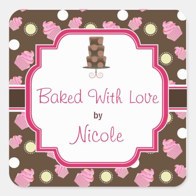 Custom Chocolate Cupcake and Cake baking Stickers (Front)