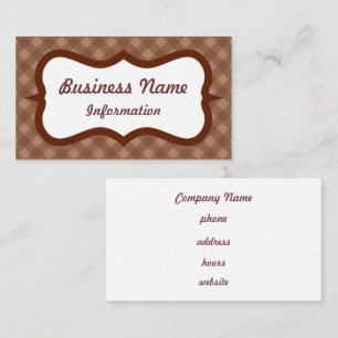 Custom Chocolate Gingham Business Card