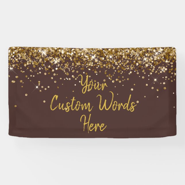 Custom Chocolate & Gold Customised Birthday Party Banner (Horizontal)