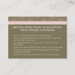 :custom: Chocolate/Pink Damask 3.5x2.5" Reception Enclosure Card
