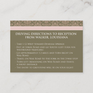 :custom: Chocolate/Pink Damask 3.5x2.5" Reception Enclosure Card