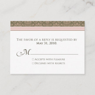 :custom: Chocolate/Pink Damask 3.5x2.5" RSVP Enclosure Card