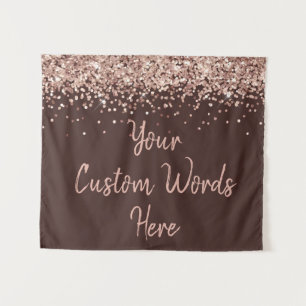 Custom Chocolate & Rose Gold Birthday Party Photo Tapestry