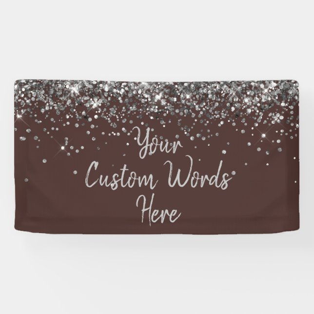 Custom Chocolate Silver Customised Birthday Party Banner (Horizontal)