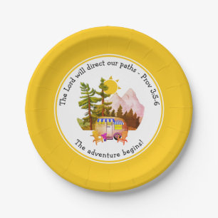 Custom Christian ADVENTURE BEGINS Travel Paper Plate