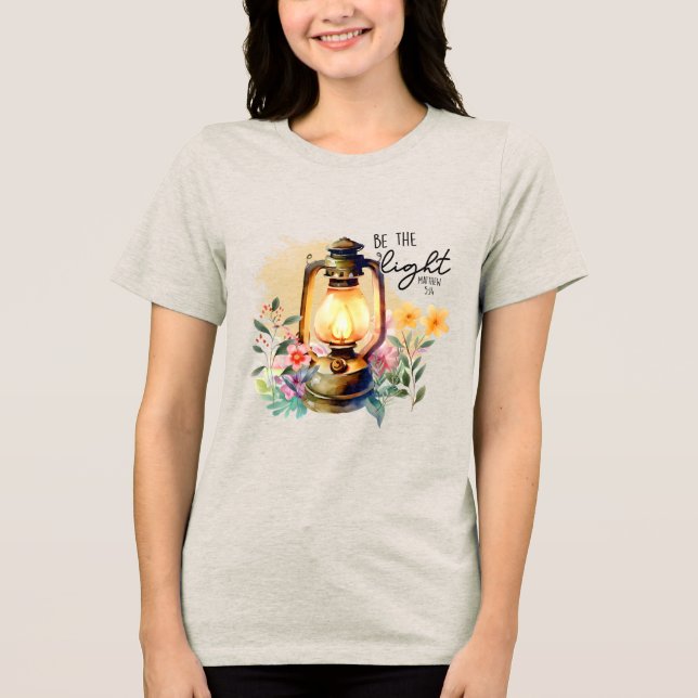 Custom Christian Be the Light Tri-Blend Shirt (Front)