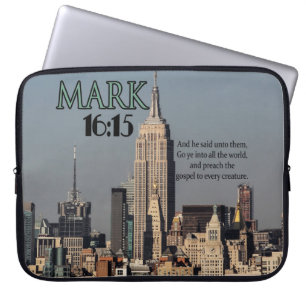 CUSTOM CHRISTIAN BIBLE VERSE MARK 16:15 LAPTOP SLEEVE
