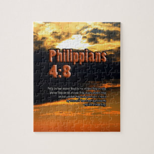 CUSTOM CHRISTIAN BIBLE VERSE PHILIPPIANS 4:8 JIGSAW PUZZLE