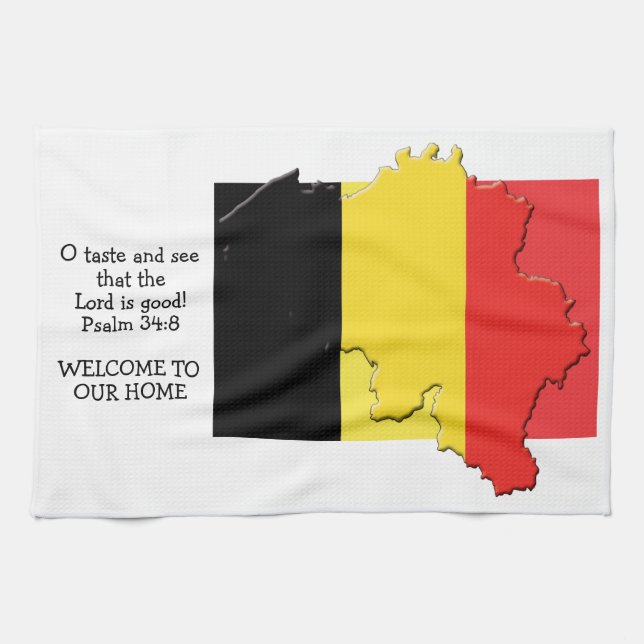 Custom Christian FLAG OF BELGIUM Kitchen Towel (Horizontal)