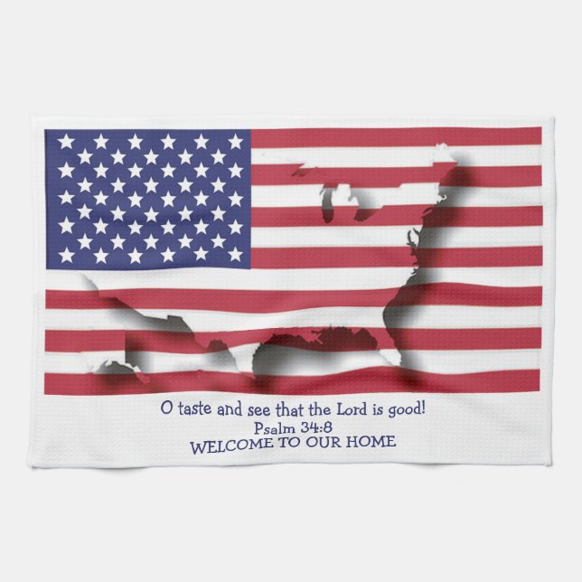 Custom Christian FLAG OF USA Tea Towel (Horizontal)