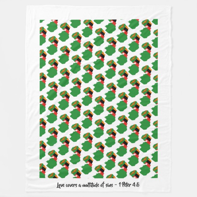 Custom Christian Flag of Zambia Fleece Blanket (Front)