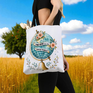 Custom Christian For God So Loved the World Tote Bag