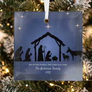 Custom Christian Nativity Glass Tree Decoration