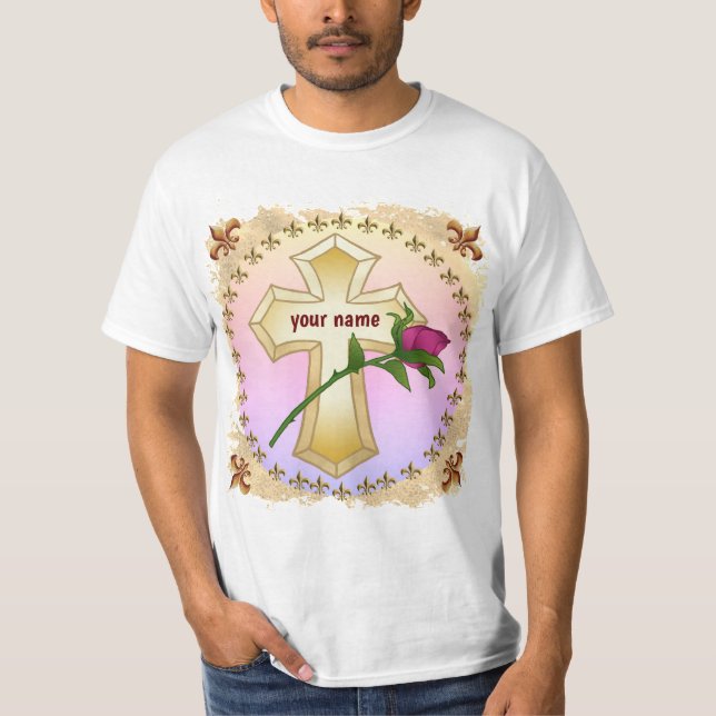 Custom Christian Rose Cross t-shirt (Front)