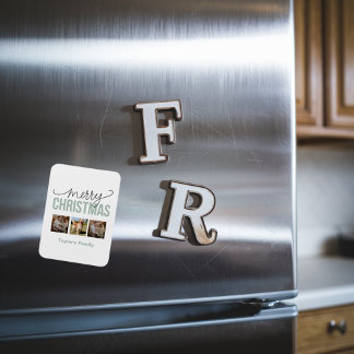 Custom Christmas 3 Spaces Family Photo  Magnet