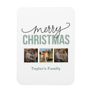 Custom Christmas 3 Spaces Family Photo Magnet