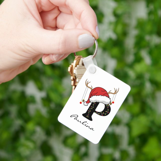 Custom Christmas Alphabet Initial Keychain for Mum (Hand)