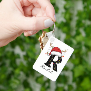 Custom Christmas Alphabet Initial Keychain for Mum