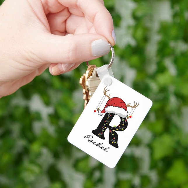 Custom Christmas Alphabet Initial Keychain for Mum (Hand)