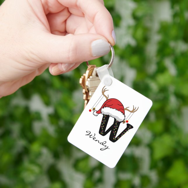 Custom Christmas Alphabet Monogram Mum Keychain (Hand)