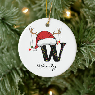 Custom Christmas Alphabet Monogram Mum Ornament