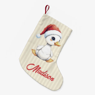Custom Christmas Baby Goose Duck Wearing Santa Hat Small Christmas Stocking
